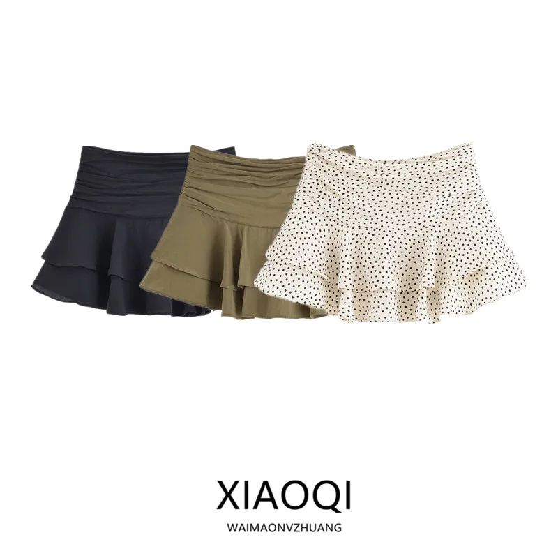 جديد صيف 2025 المرأة Faion مطوي الطبقات الزخرفية منتصف الخصر تنورة السراويل عالية الخصر تخفيف Sle مادة أخرى غير رسمية