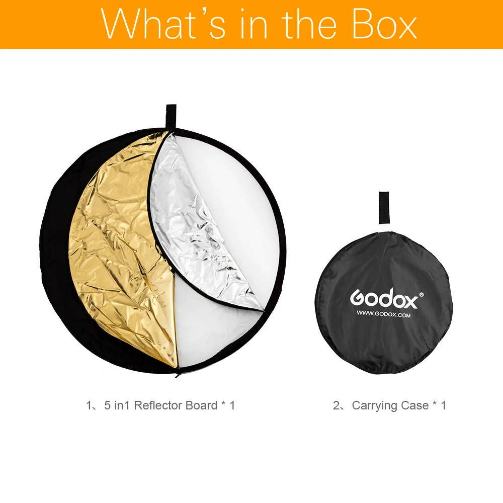 GODOX 24" 60cm 5 in 1 Portable Collapsible Light Round Photography Reflector for Studio Multi Photo Disc
