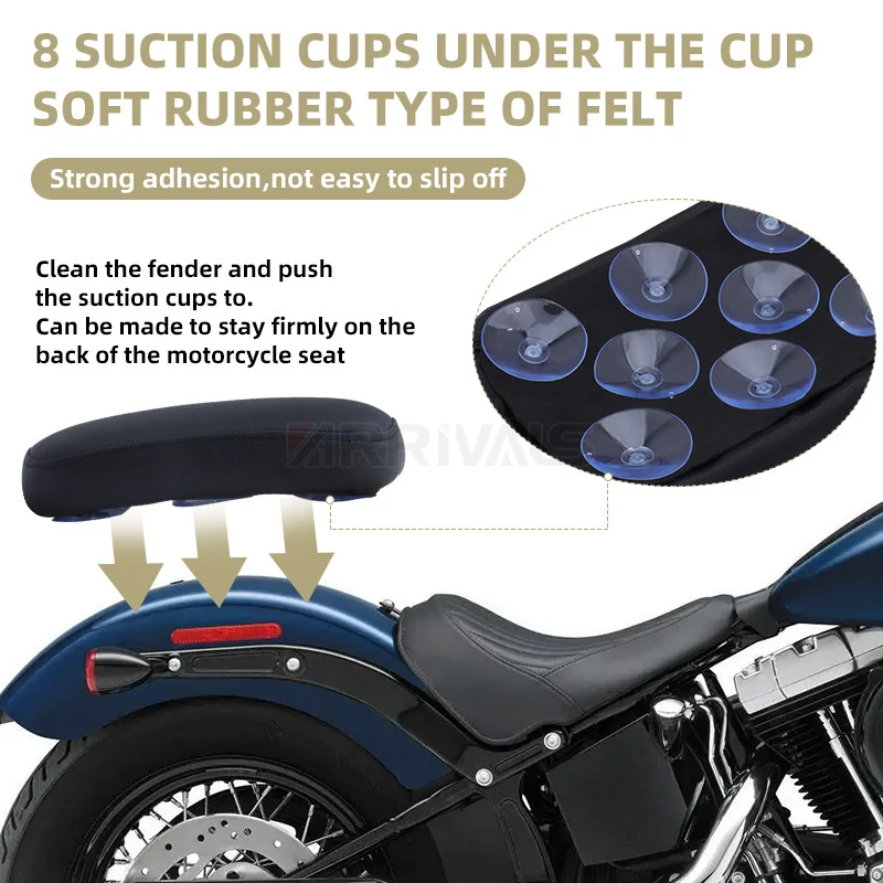 New Motorcycle Black Suction Cup Rear Pillion Passenger Pad Seat For Harley 883 1200 48 Universal