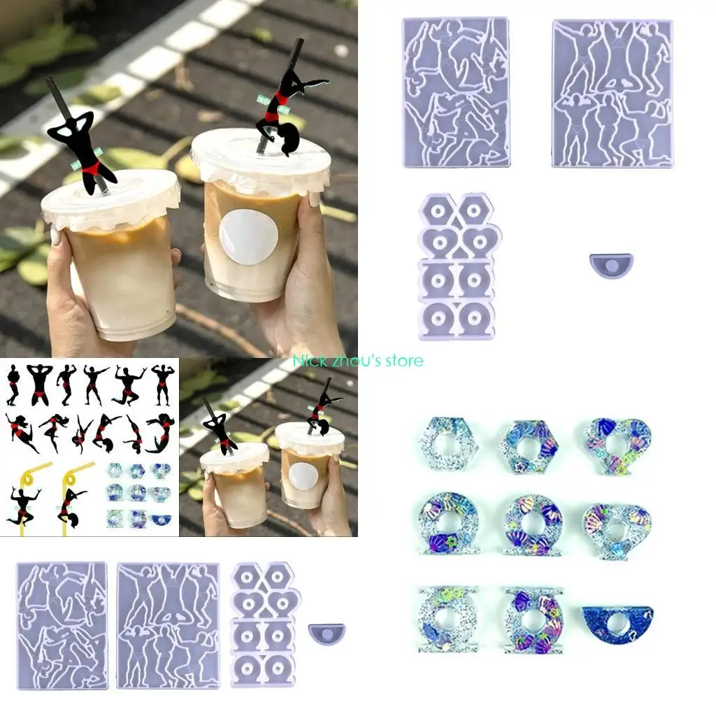 

E15E Straw Resin Mold,Silicone Dancer Epoxy Casting Mold for Straws,Tumblers Attachment DIY Resin Crafts Making