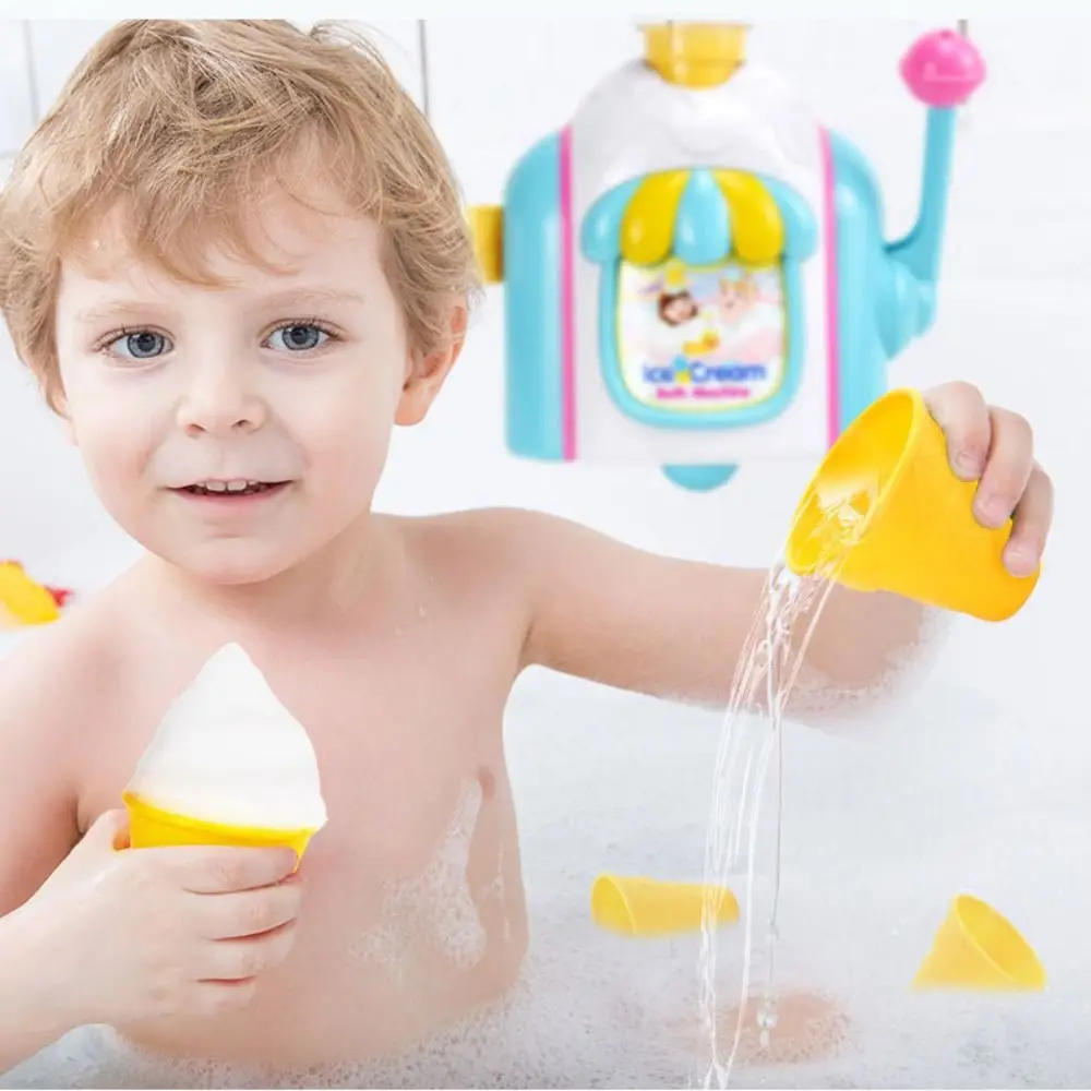 

Children Newborn Baby Foam Cone Factory Bath Toys Bubble Machine Bathtub Toy Ice Creams Maker