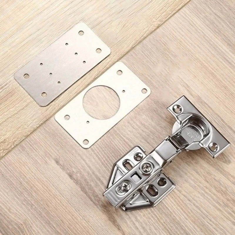 Durável Dobradiça Reparação Placa Suporte Kit, escovado Fixação De Aço Inoxidável, Fixação De Móveis, Porta Do Armário De Cozinha, 2 Pcs