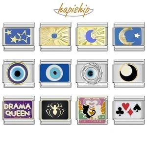 روابط سحر Hapiship الإيطالية ، أعلى الموضة ، العين ، القمر ، النجمة ، الأسماك ، العنكبوت ، البوكر ، الملكة ، الرابط ، 9 مم ، صنع الساور ، مجوهرات DIY ، DJ854 ، 2024 أعلى 8 مبيعات آلة قلادة حجر الراين - No1