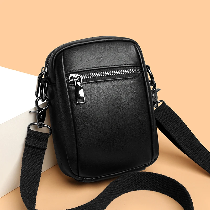 

100% Cowhide Solid Color Men Shoulder Messenger Bag Casual Simple Handbag Crossbody Bags for Women Small Phone Pocket Purse Sac