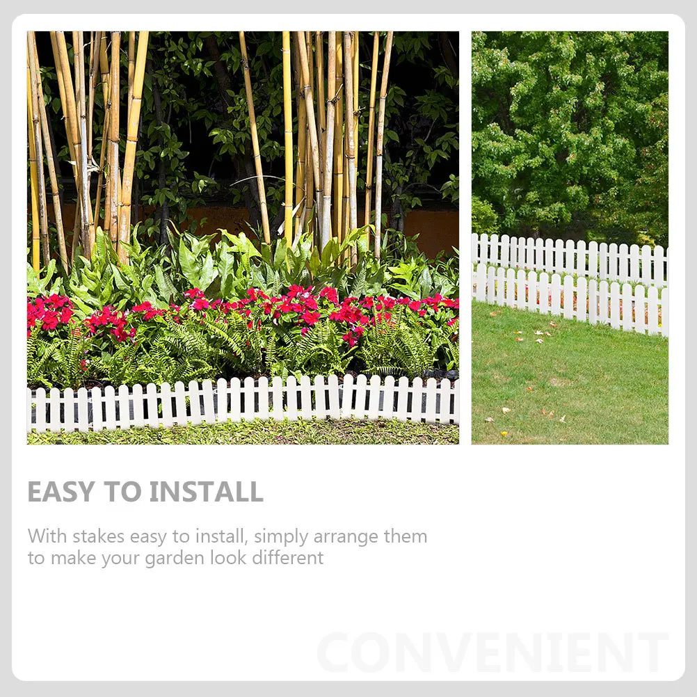 

8Pcs White Fence Durable Plastic Garden Fences Easy Install Yard Decor Landscape Border Plastic Garden Fence Yard Decor