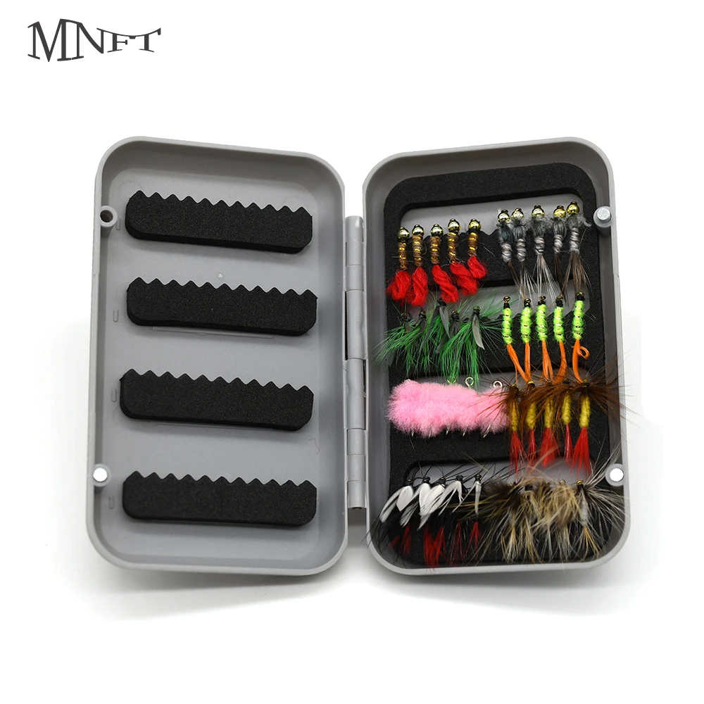 

MNFT 40Pcs/56Pcs Assorted Mixed Dry, Wet, Nymph, Buzzer Trout Flies for Fly Fishing with Fly box