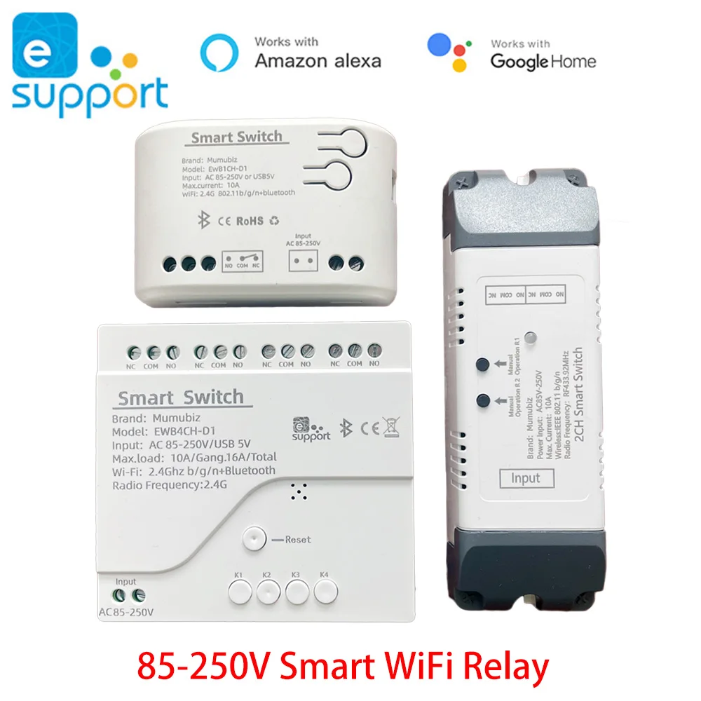 

WiFi Smart 85-250V Relay, eWelink APP Remote Control Home Smart Scene Switch , timer ,Works with Alexa Google Home Voice Command