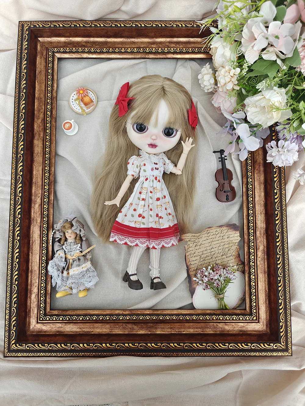 

Кукла Блайт, винтажный кружевной комплект, милая одежда Блайт с красным яблоком для Ymy Licca Azones Ob22 24 27 YMY, аксессуары для кукол