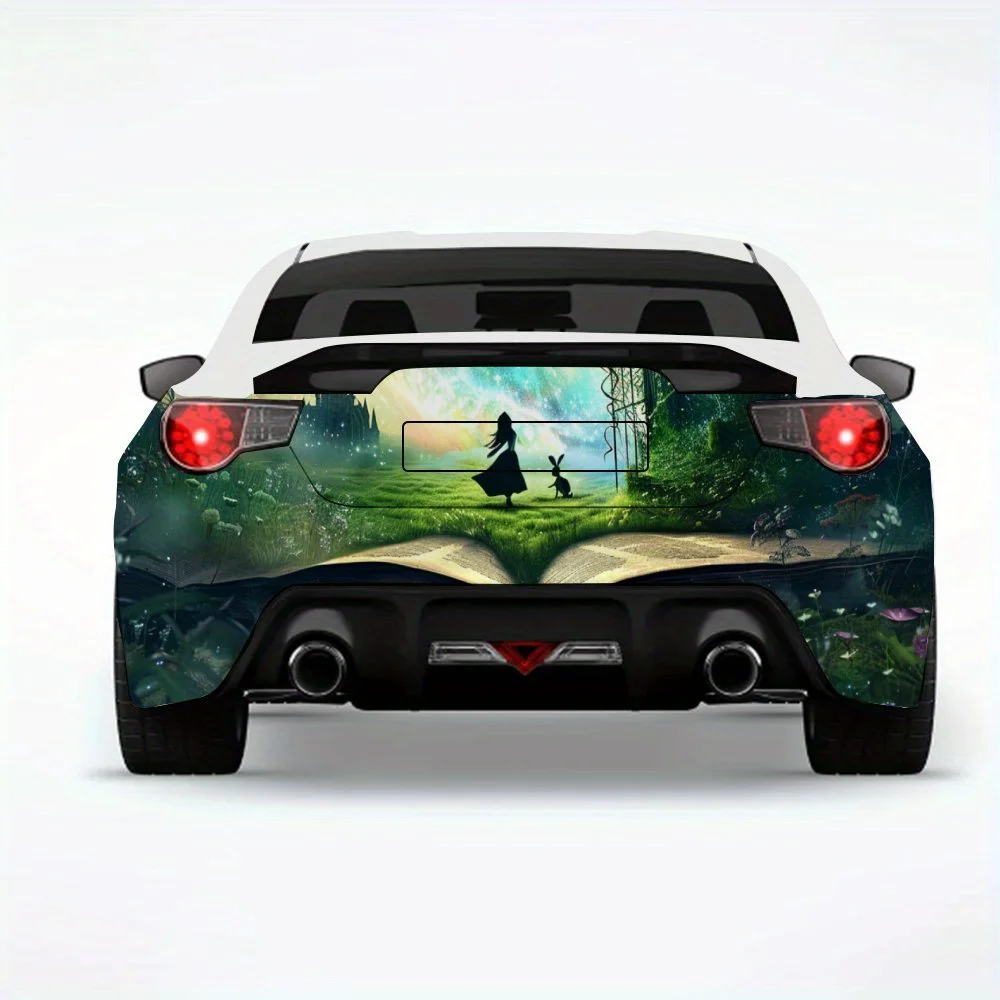 

Magic Book Wonderland Art Print Car Sticker,Vinyl Decal for Car Rear, Waterproof Self-Adhesive Vinyl Stickers for Vehicle Tail a