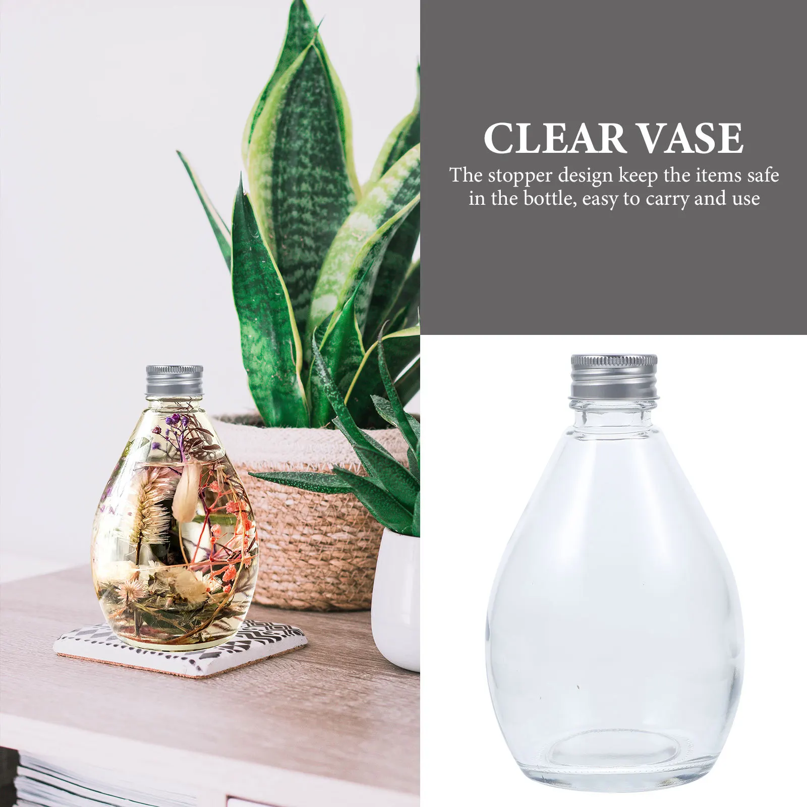 

2Pcs Clear Glass Bottle with Lid Aromatherapy Decorative Containers for Perfume Sand Powder Wedding Favors Gifts