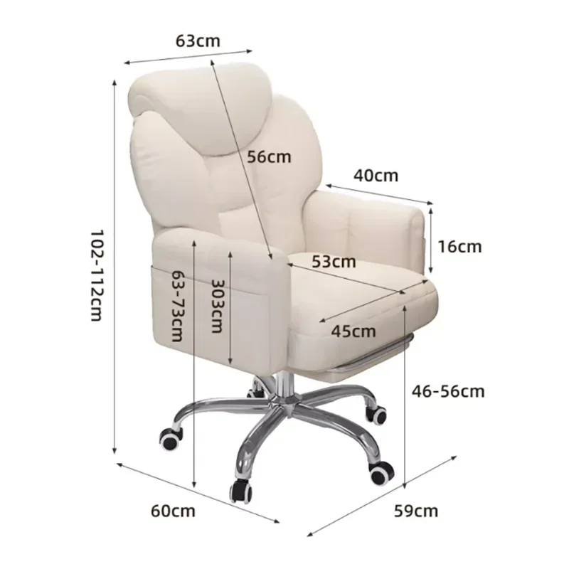 Silla de oficina blanca moderna, reposapiés móvil, silla giratoria suave para juegos, cómoda y estética, Sillas De Gamer, muebles de oficina