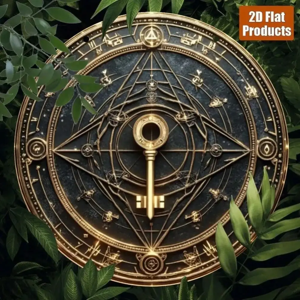 CIFbuy Metal Wall Art Vintage Key Compass Iron Sculpture Mystical Golden Decor For Kitchen Office Living Room Hanging Sign Art