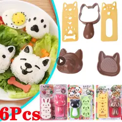 1Set Sushi Mold Rice Ball Mold Cartoon Cat Pattern Sushi Bento Nori Kitchen Rice Decor Kits Sandwich Maker Mold For Baby Kid