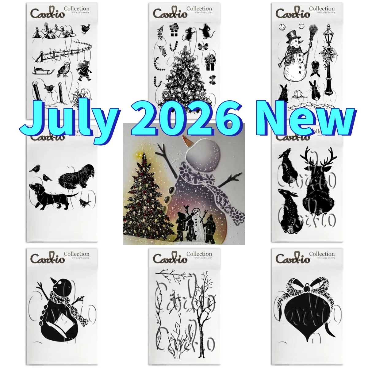 Collection Joyeux Noël : Tampons transparents et pochoirs pour la création de cartes DIY, scrapbooking et papier gaufré – Nouveauté Juillet 2026