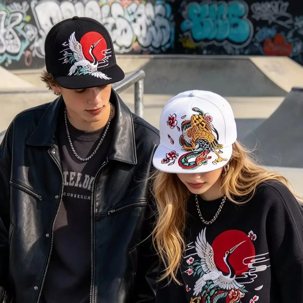 Men Flat Hat Hip Hop Snapback Fancy Rivet Baseball Caps Street Dance Trendy K-pop Hat Embroidered Street Headwear