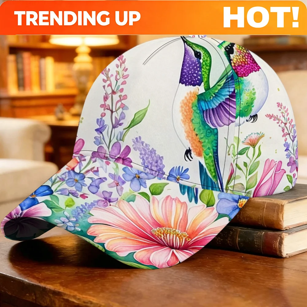 Custom 1pc Hummingbird Watercolor Baseball Cap for Men & Women - Adjustable Lightweight Breathable Quick-Dry Suitable