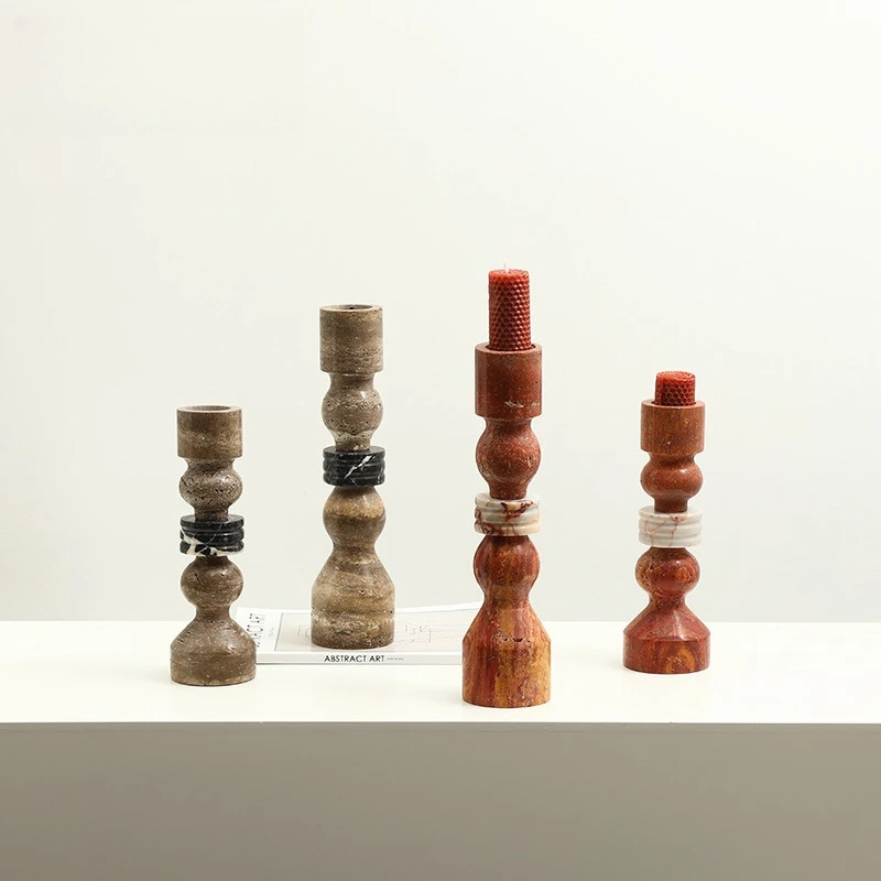 Wabi Sand retro style geometric art bead string marble candlestick villa hotel entrance desktop creative home ornament