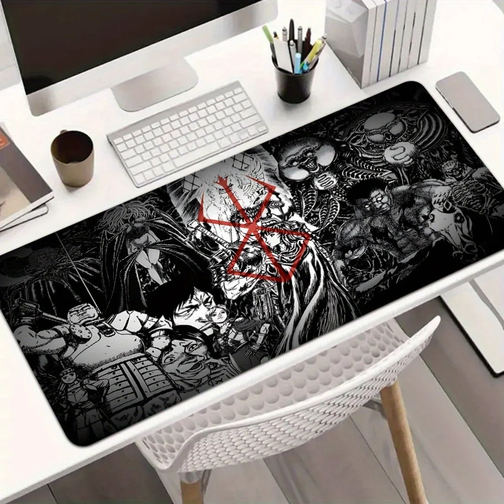 Black & White Dark Anime Collage Large Gaming Mouse Pad, Non-Slip Rubber Base, Waterproof Desk Mat for Gamers & Home Office