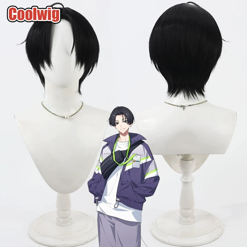 Coolwig Synthetic Hair Hamasaki Kaede Cosplay Wigs Game 18TRIP Hamasaki Kaede 30cm Short Straight Black Men Wig Heat Resistant