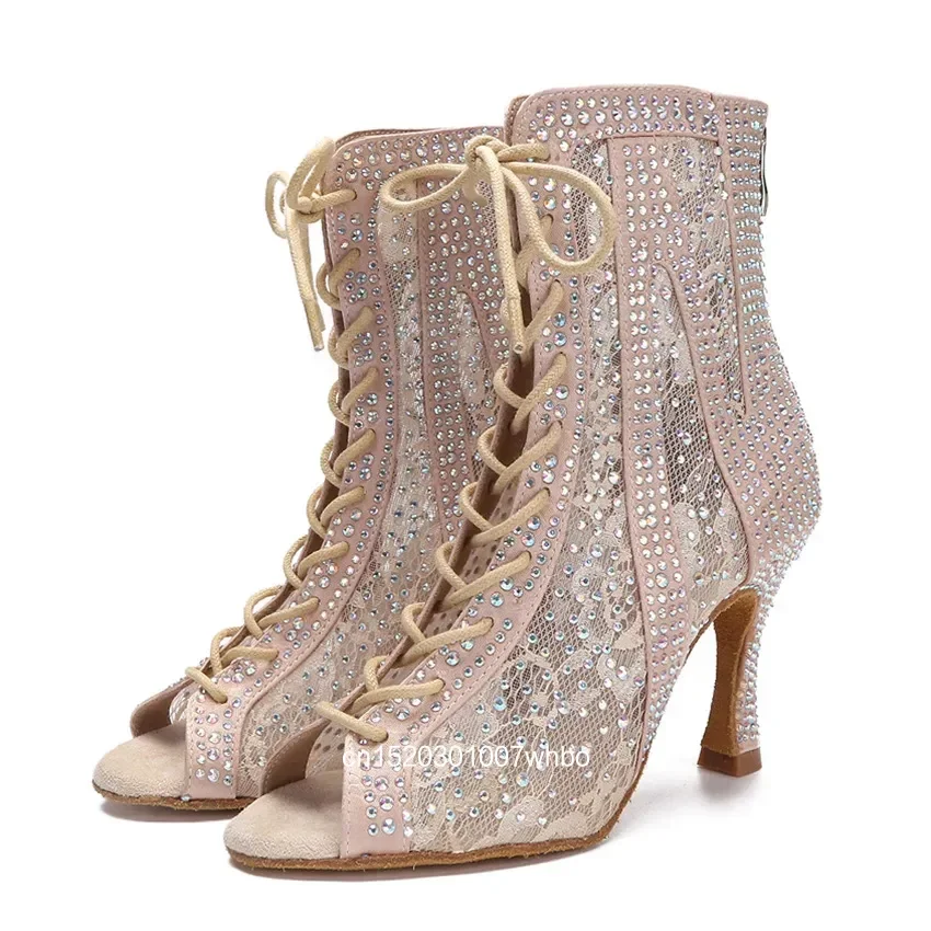 جديد أحذية الرقص اللاتينية التانغو أنابيب الصلب أحذية الرقص النسائية مثير أحذية الجاز المهنية قاعة الولائم شبكة عالية الكعب