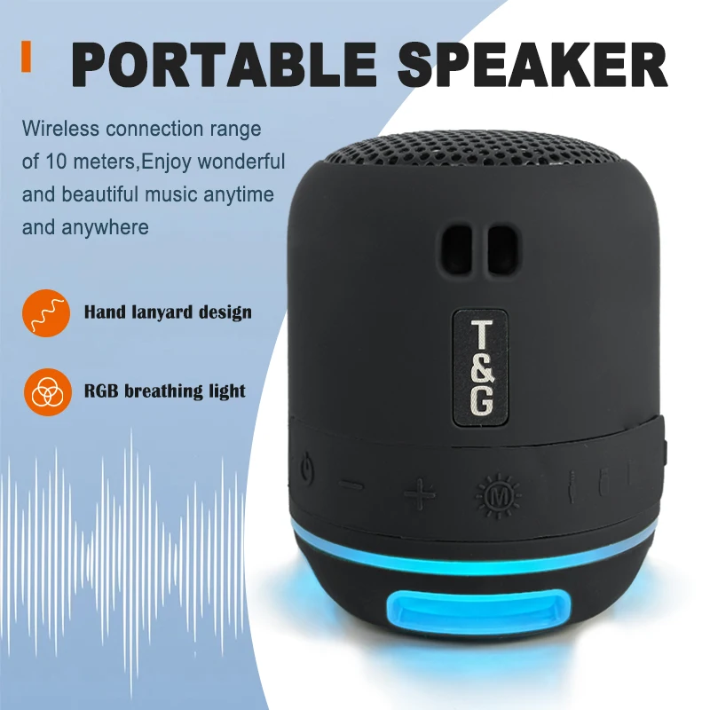 Портативный светодиодный мини-динамик TG294 со светодиодной подсветкой, Bluetooth-динамиком, внешний разъем, совместим с USB/TF