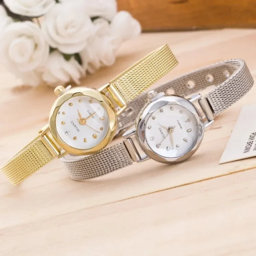 Women Ladies Stainless Steel Mesh Band Wrist Watch Trend Female Watch Stainless Steel Case Classic Silver Simple Reloj Mujer