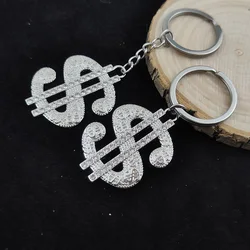Luxury Alloy Dollar Symbol Keychain Crystal Zircon Pendant Keychains Keyring Punk Jewelry Women Men Car Decoration Charm Gifts