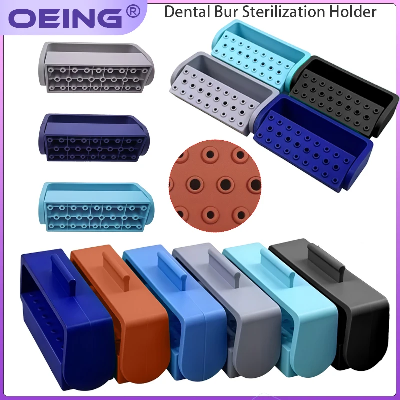 Open-Top Sterilization Tray for Dental Materials High- and Low-Speed Handpiece Holder with 15/26/38 Compartments Heat-Resistant