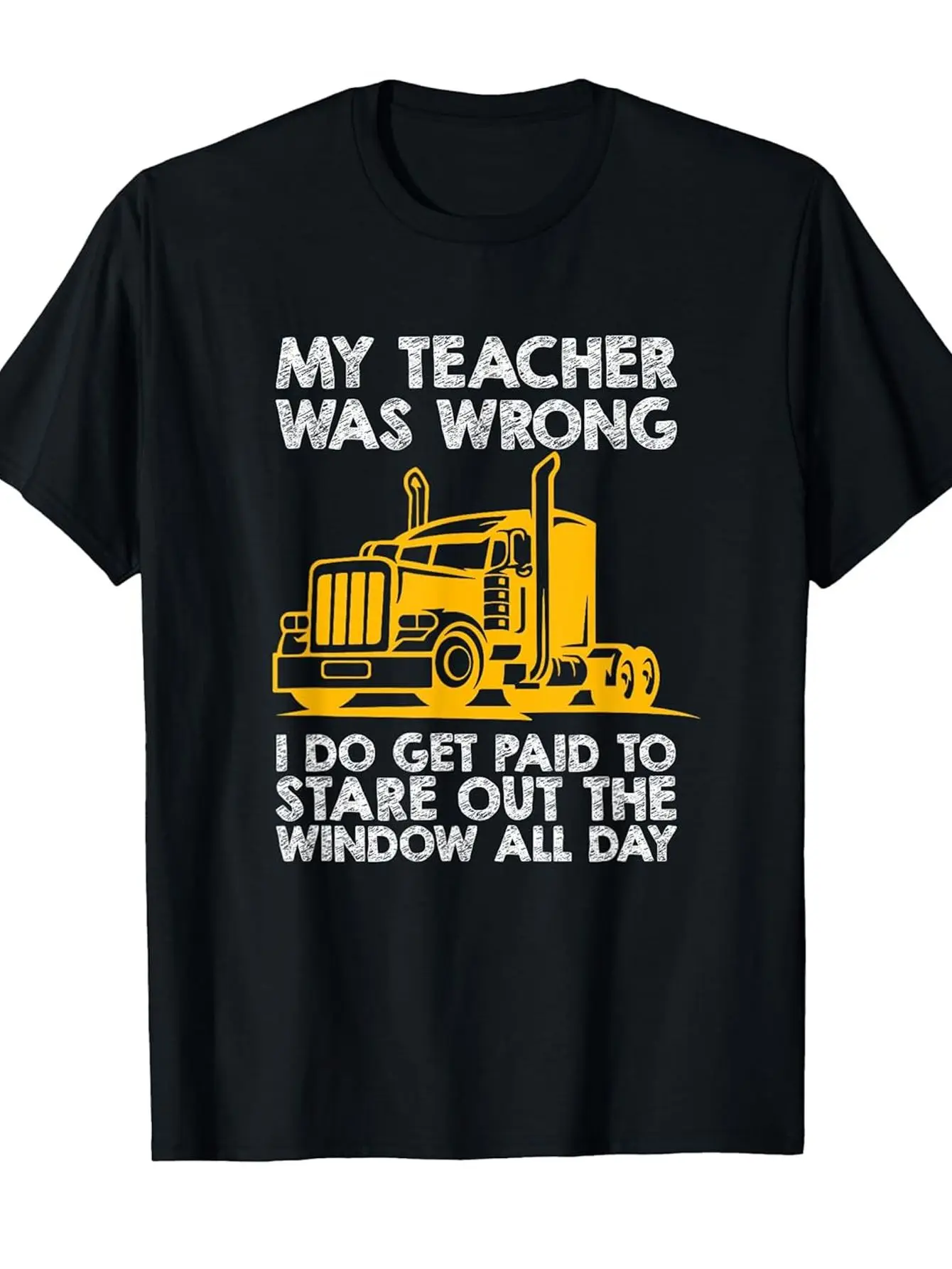Trucker Large Semi-Trailer Truck Fun Truck T-Shirt, Soft and Comfortable Crew Neck Short Sleeve T-Shirt, The Best Gift for FamilyFriends