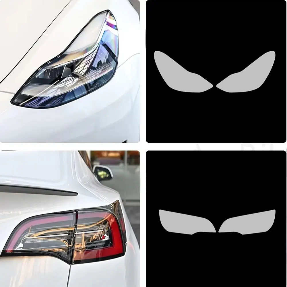

PPF Car Headlight Protective Film Headlamp Tint Taillight Smoked Black TPU Sticker for Tesla Model 3 2020 2021-2023 Accessories