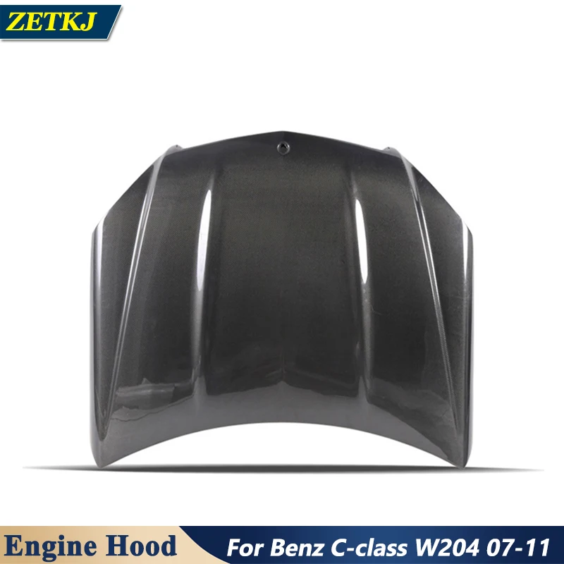 Real Carbon Fiber Car Front Engine Hood Cover Bonnet For Mercedes-benz C-class W204 2007-2011 Body External Modification Part