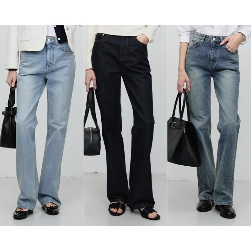 

Versatile Straight Leg Cotton Jeans High Waist Slimming Commute Friendly Pure Cotton Classic Fit Women's Premium Denim