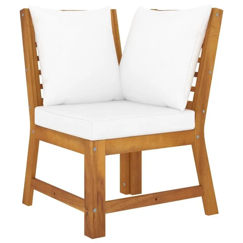 

6 Piece Patio Lounge Set with Cushion Cream Solid Acacia Wood
