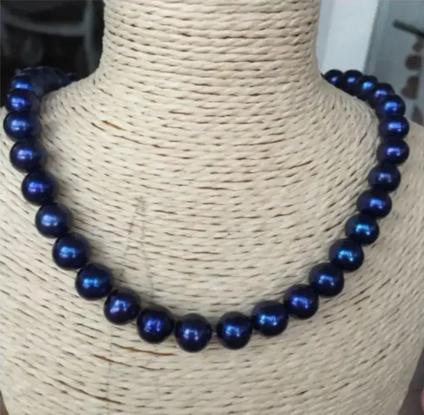 

Модное ювелирное элегантное ожерелье с таитянским черным синим жемчугом AAA++10 мм