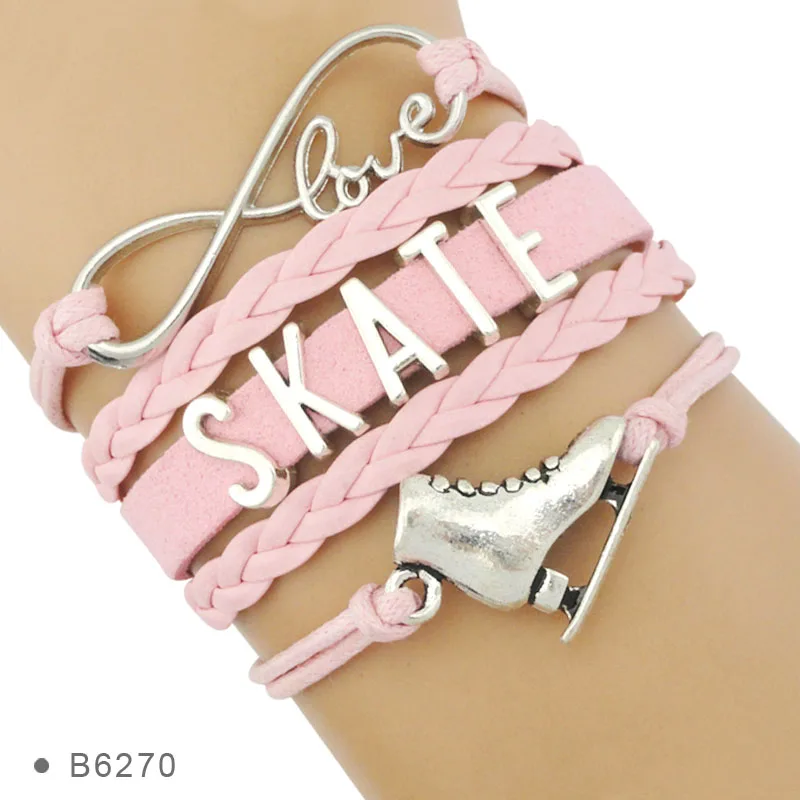 Ice Skating Skate Bracelets Infinity Love Sport Charm Handmade Jewelry Women Girl Drop Shipping Gift