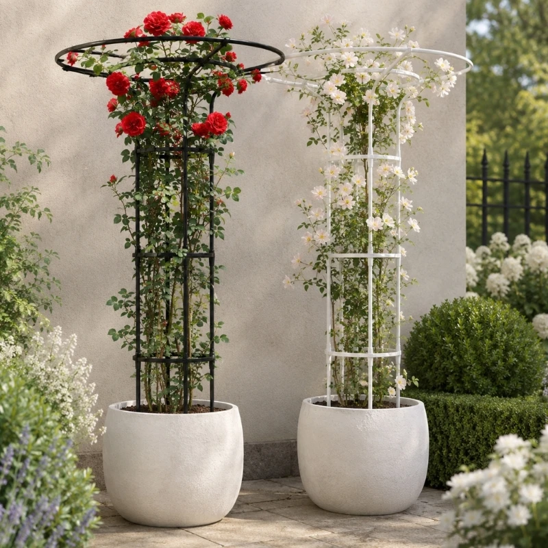 Garden Plant Support Frame Metal Double Loop Top with Deep Insert Legs for Pots Containers and Soil Placement Use 37JD