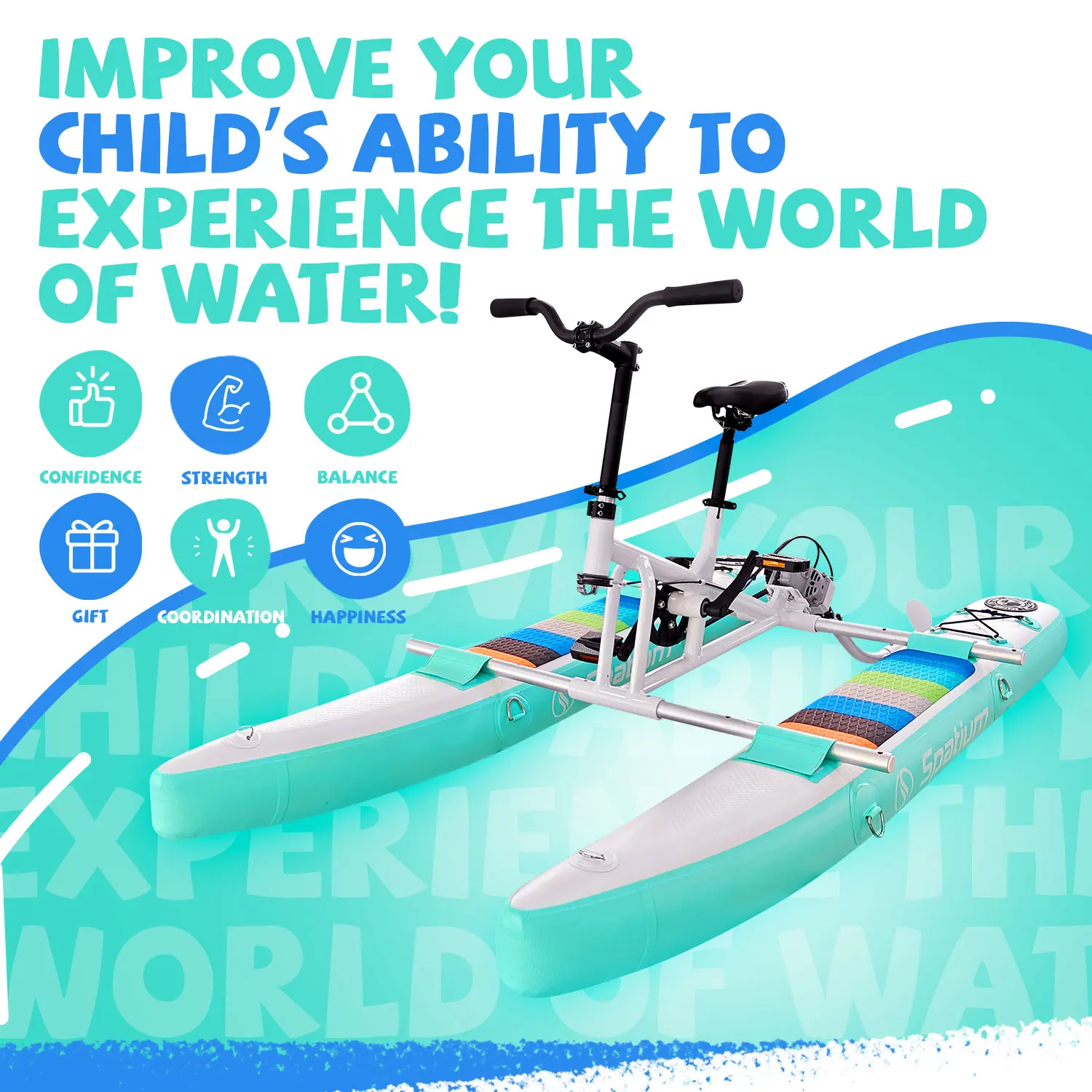 Spatium Water Bike for Kids Inflatable Water Bikes Water Bicyles for Lake with Inflatable Pontoons Pedal Water Bike