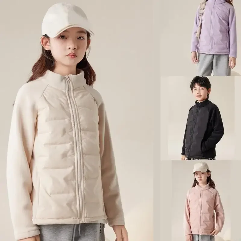 Kids Multipurpose Down Coat Warm Insulation Outerwear Stand Collar Accent For Primary School Students 15UB
