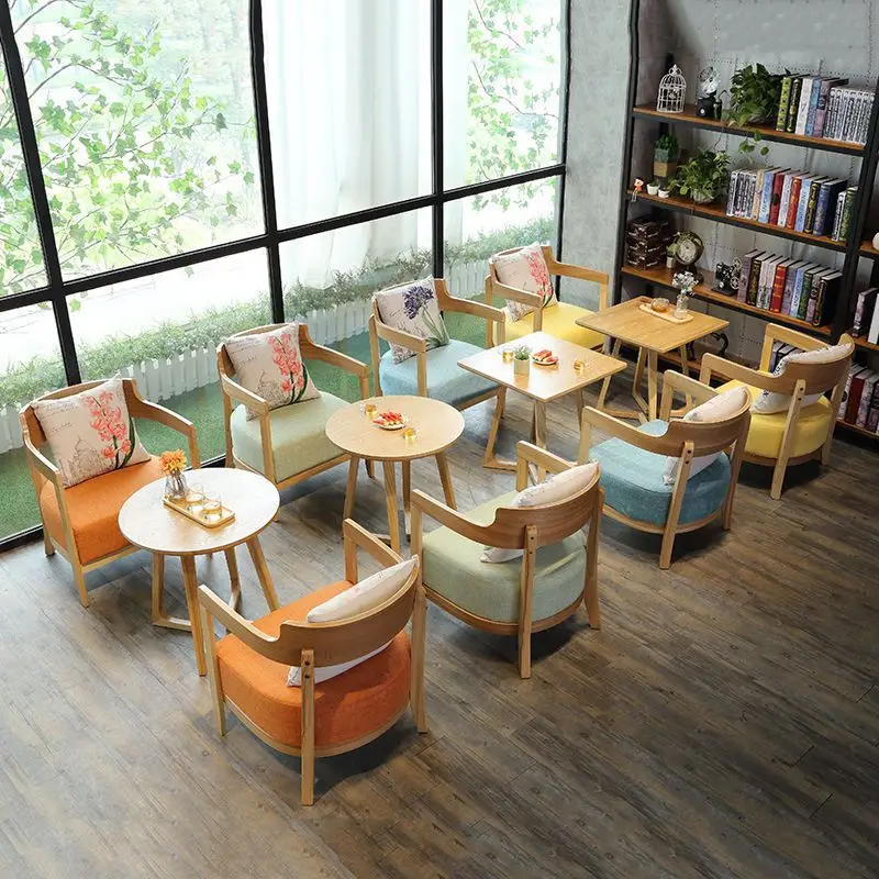 Table ronde en bois de café, fauteuil en cuir nordique, centre de divertissement empilable, carré moderne, 73