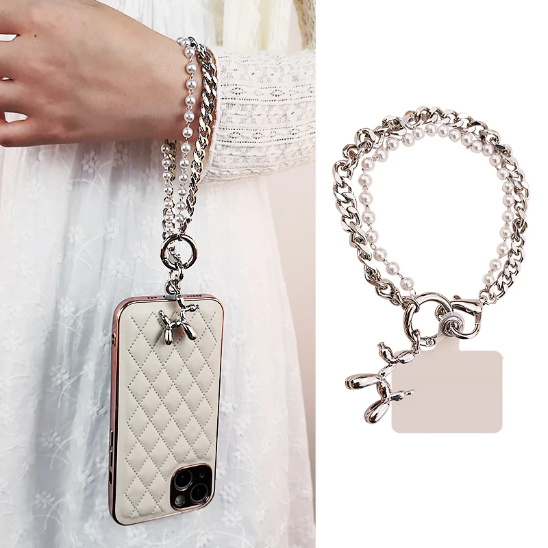 Mobile Phone Lanyard Exquisite Pendant Pendant Wrist Chain Short Hand-held Strap Phone Case with Clip Universal Anti-lost Sling