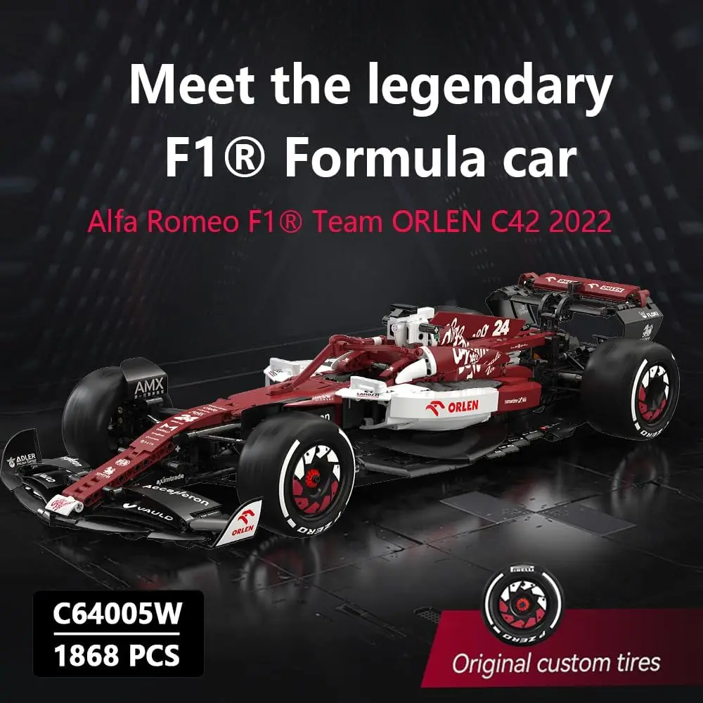Alfa Romeo F1 Race Car C42 Building Blocks Set, 1868 PCS 1: 8 MOC Creative Building Blocks, Excellent Racer Model and Collection