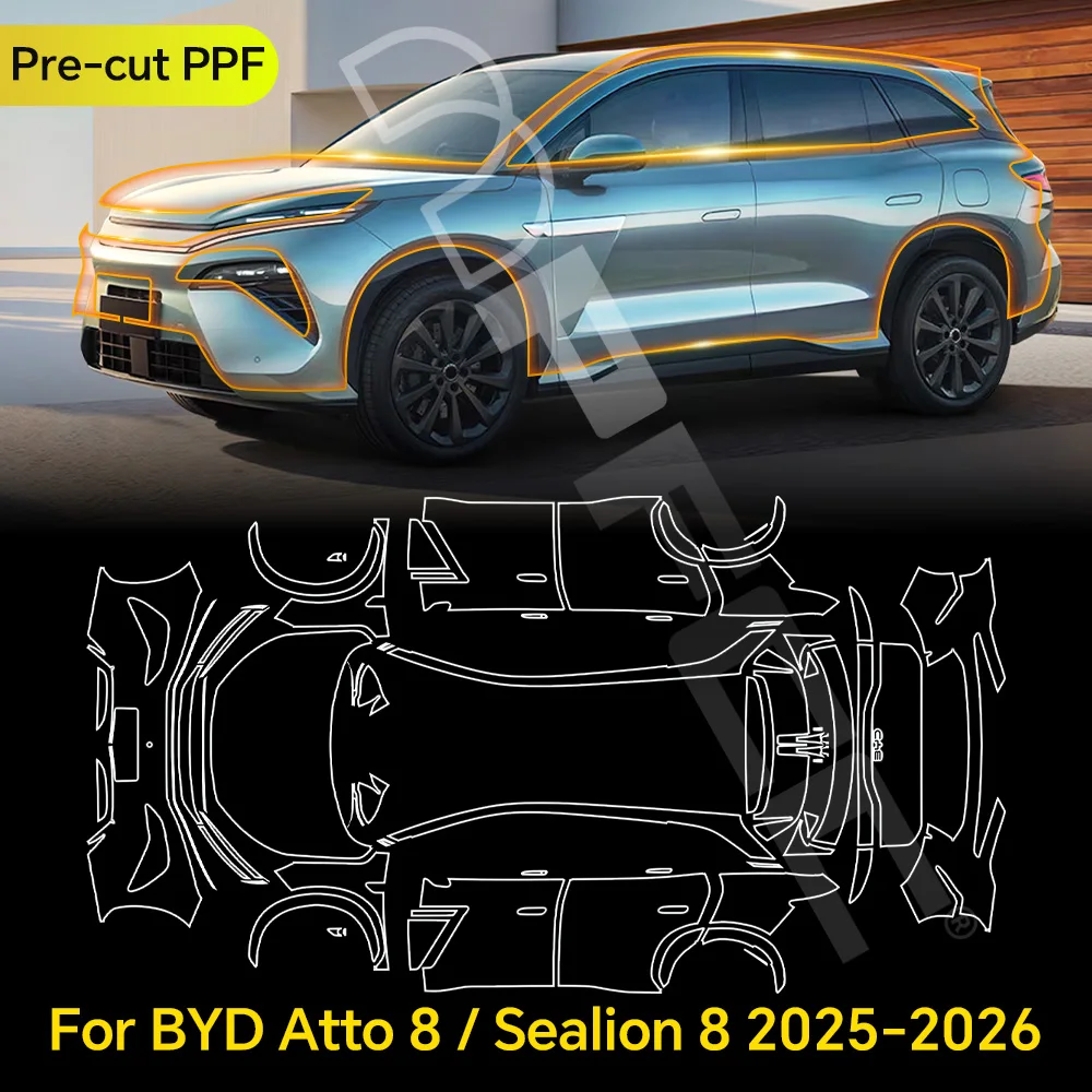9Mil Paint Protection Film For BYD ATTO 8 Sealion 8 2025 2026 Pre-cut TPU PPF Anti-Scratch Resistant All Car Body Clear Sticker