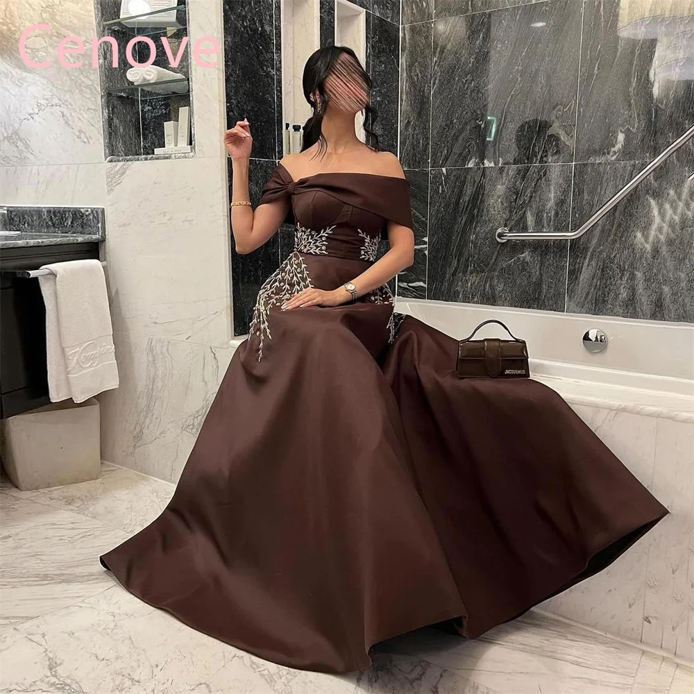 

Cenove 2024 Arab Dubai Off The Shoulder Prom Dress Short Sleeves With Floor Length Evening Fashion Elegant Party Dress For Women