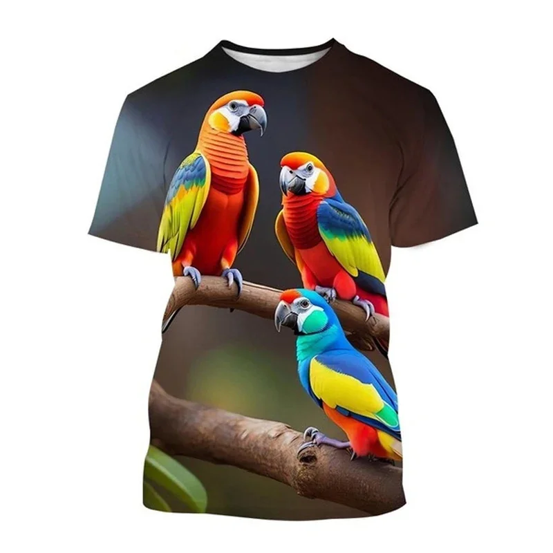 

3D Cute Animal Parrots Printed T Shirt Psittaciformes Graphic T-shirts For Men Kid Fashion Funny Tee Shirts Harajuku Clothes Top