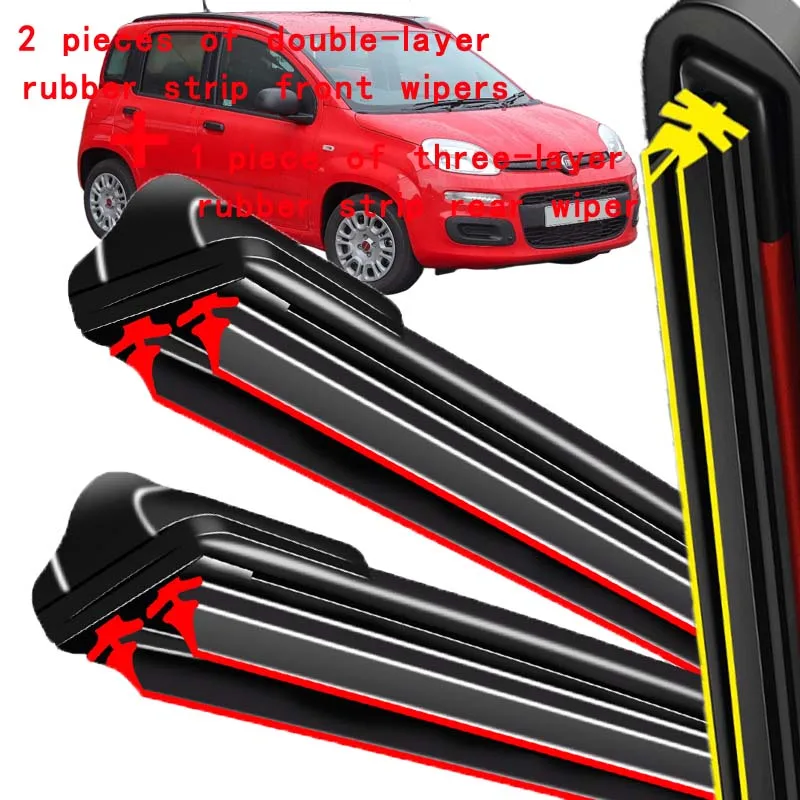 

For Fiat Panda MK3 2012-2023 2013 2014 2015 2016 Wiper Front&Rear Wiper Blades Windshield Windscreen Window Brushes 24"+15"+12"