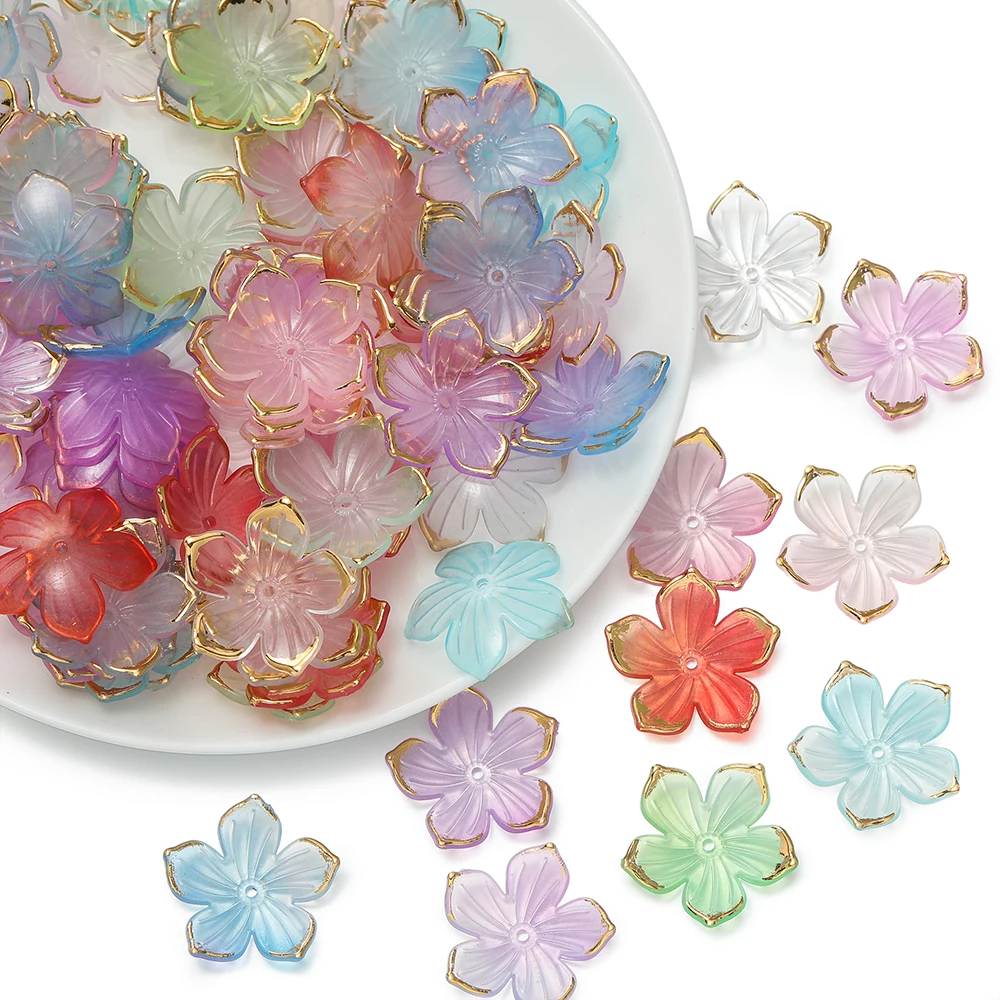 50 teile/los Bunte Kleine Blume Perlen Acryl Lose Spacer Perlen Für Schmuck Machen Diy Armband Halskette Hand Perlen Kappe