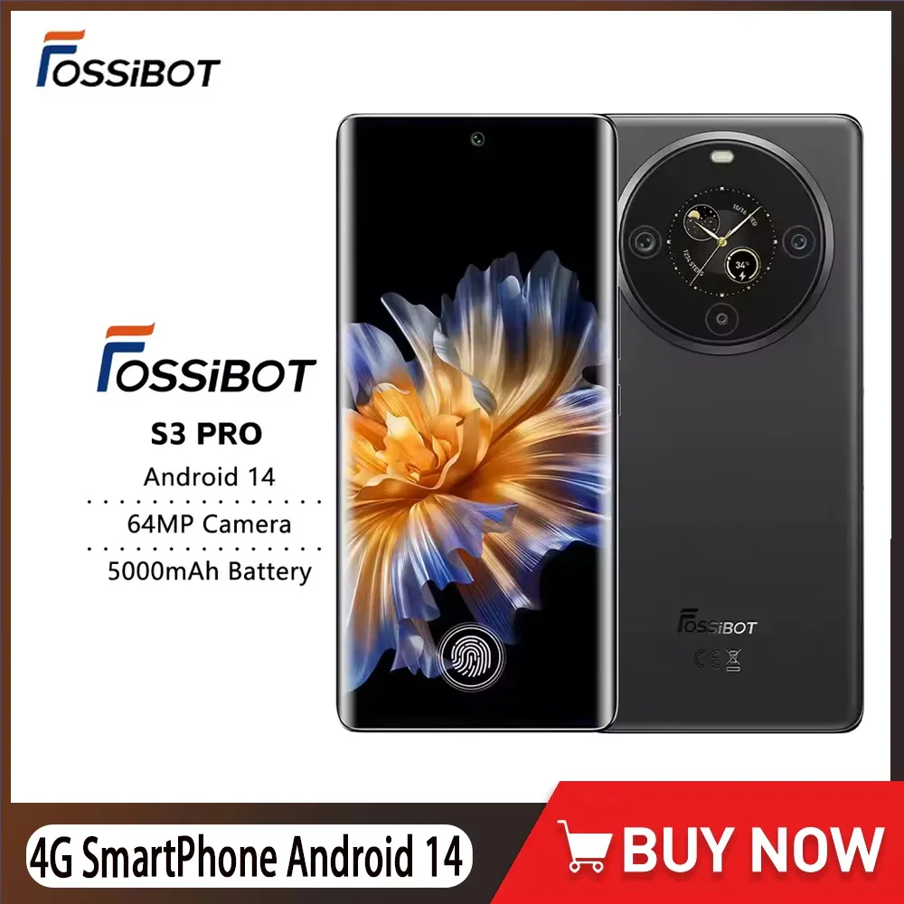 FOSSIBOT S3 PRO 4G SmartPhone 6.67 Inch Curved AMOLED Display 6+128GB Android14 5000mAh Battery 64MP Main Camera NFC Cell Phone
