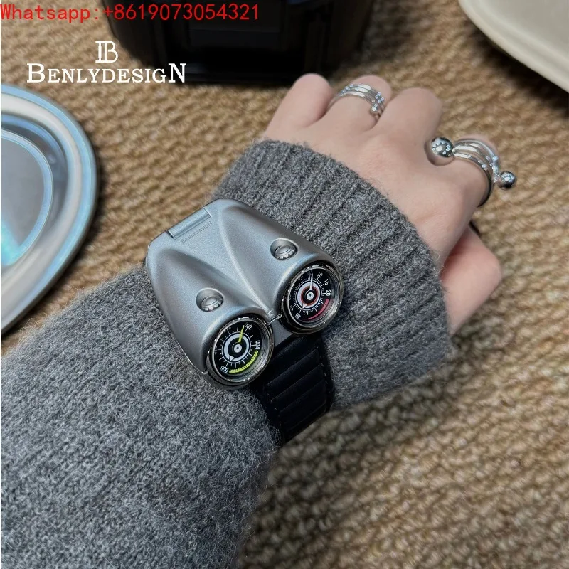 The Great Qin Empire Driver Watch Men's Millennium Retro Wind Double Display Design Engine Personality Trendy Cool Watch