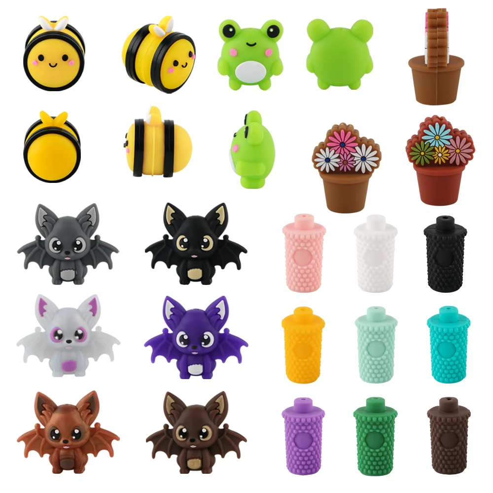 

5pcs New Silicone Focus Beads Stereoscopic Animals Cup For DIY Pen Keychain Necklace Bracelet Jewelry Making Accessories