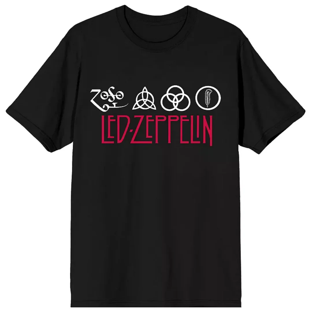 Camiseta masculina led zeppelin icon, camiseta preta com estampa gráfica, estilo rock retrô, verão, algodão puro, camiseta masculina, roupas infantis, y2k, feminina